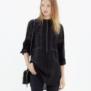 MADEWELL 100% Silk Embroidered Ballad Tunic Top S